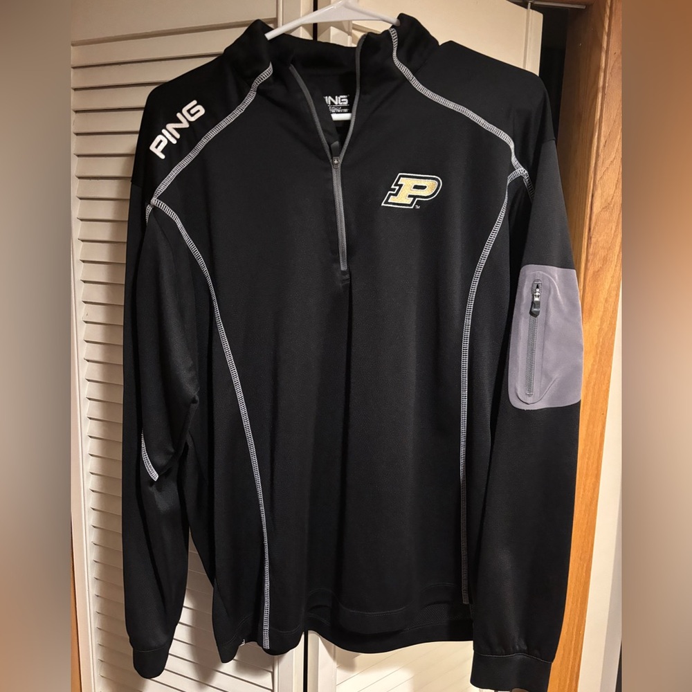 Ping Purdue Boilermakers Black/Grey Golf Quarter Zip (Size L)